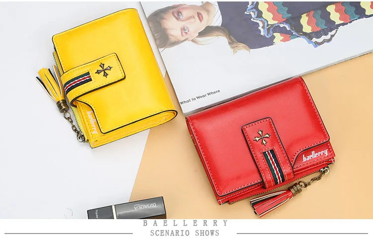 Fashion Small Leather Wallet for Women — Stylish Zipper & Hasp Card Holder, High-Quality Short Credit Card Purse