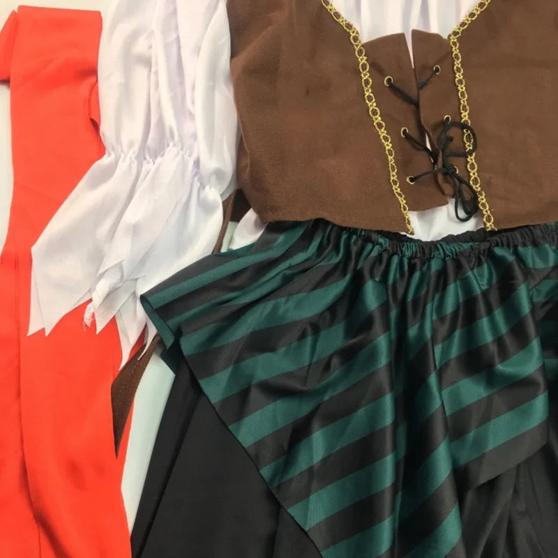Pirates of the Caribbean Cosplay Costume – Adult Captain Jack Sparrow Outfit for Men & Women, Halloween Party