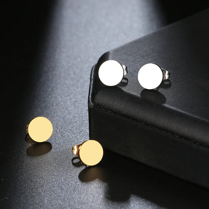 Minimalist Stainless Steel Round Stud Earrings – Classic Fashion Jewelry for Women