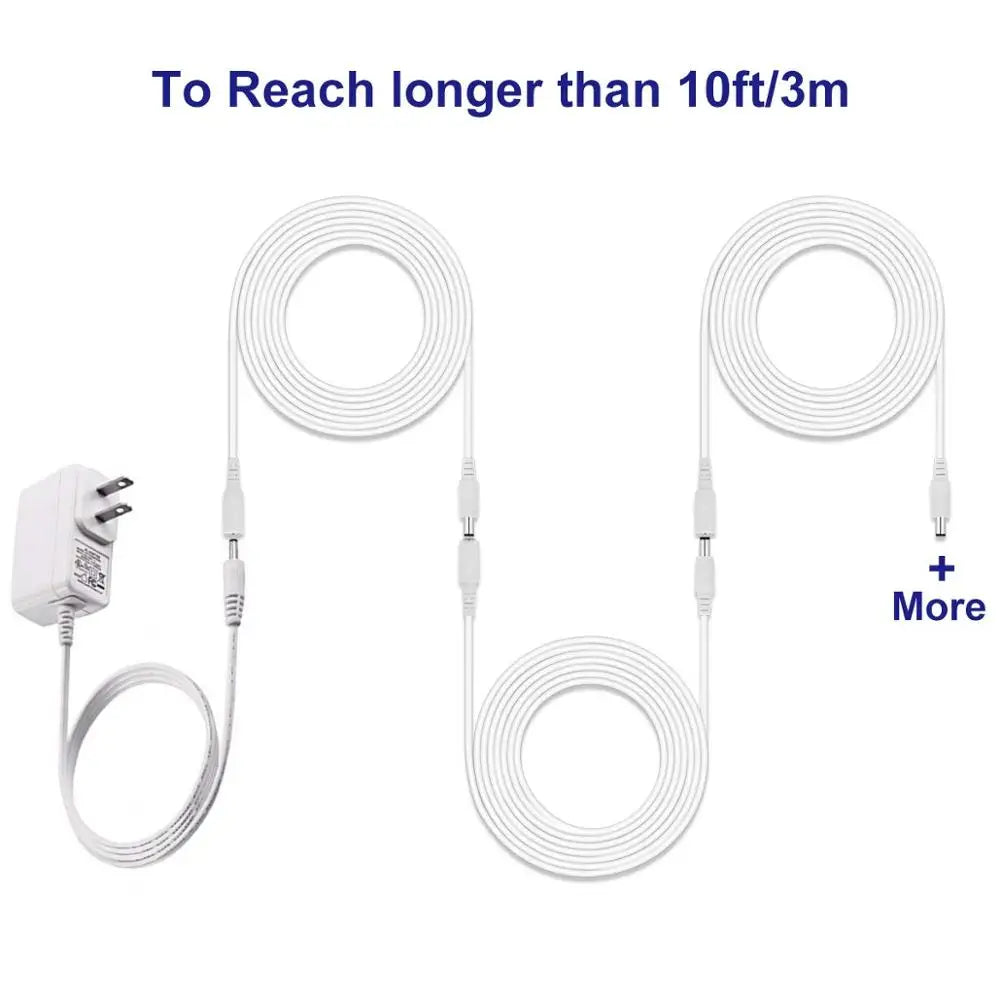 DC 12V Power Adapter Extension Cable – 5.5*2.1mm Male to Female Cord for CCTV Camera & Router, 1M to 10M Lengths