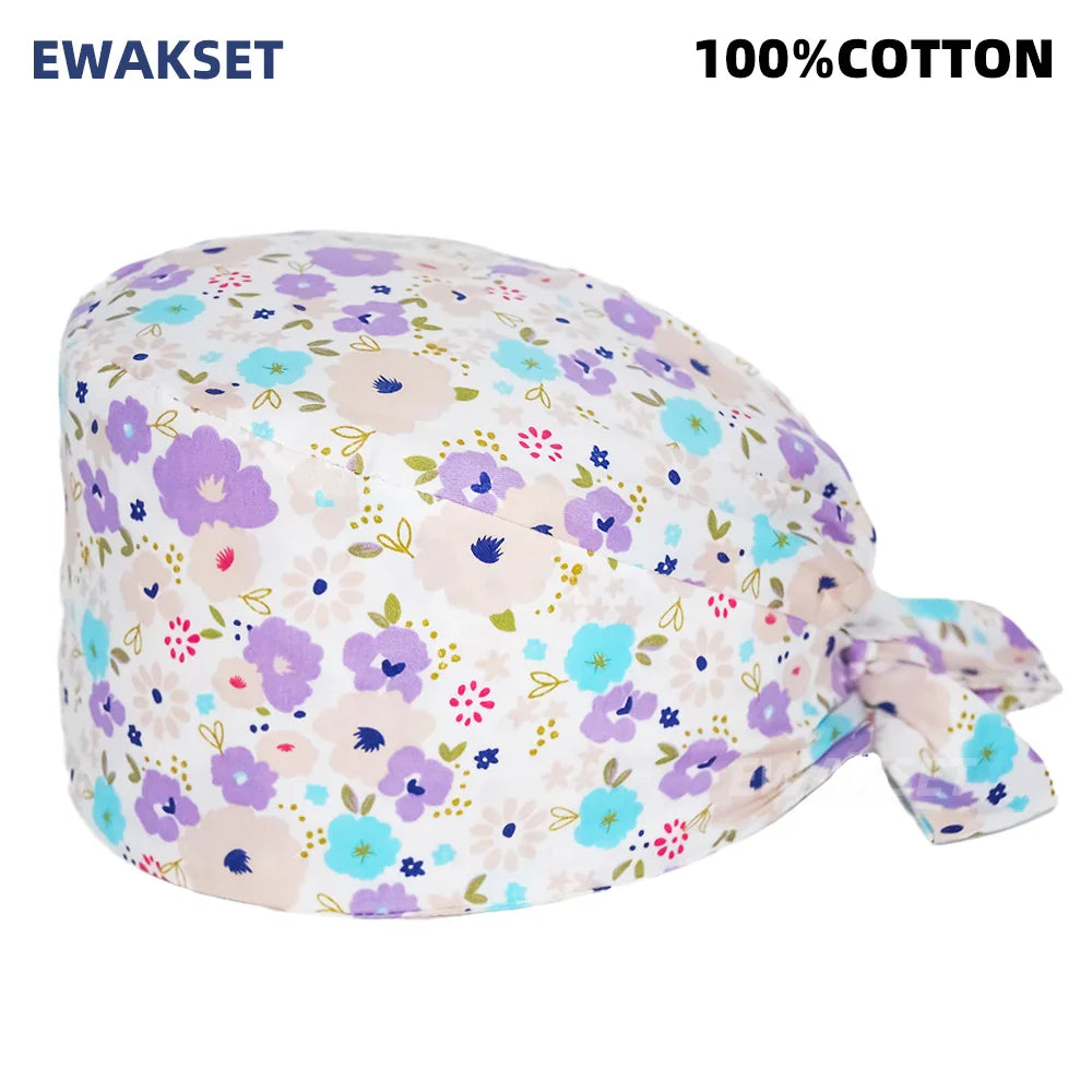 Unisex Soft Scrub Cap – Cartoon Print Surgical Hat for Men and Women, Operating Room Nursing Accessories