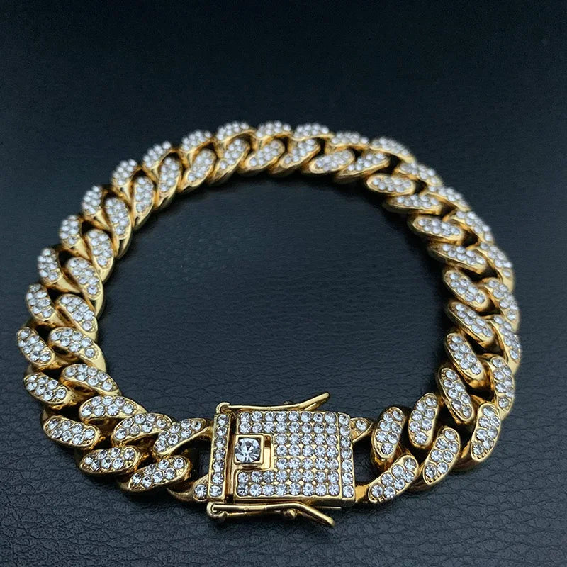 High-Quality 51g Hip Hop AAA Stone Bling Iced Out Men's Bracelet – Miami Cuban Link Chain, Pave Design Jewelry