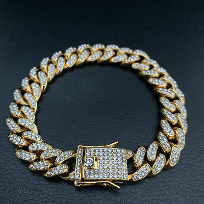High-Quality 51g Hip Hop AAA Stone Bling Iced Out Men's Bracelet – Miami Cuban Link Chain, Pave Design Jewelry