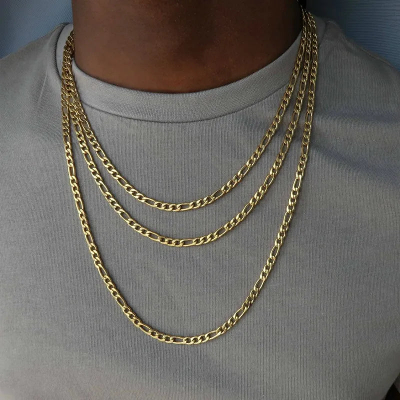 Fashion Classic Figaro Chain Necklace - Stainless Steel Long Chain for Men and Women