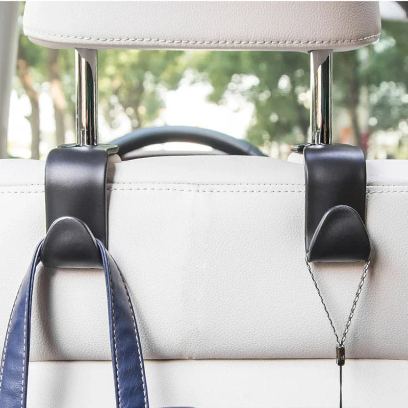 2-Pack Multi-Functional Car Seat Headrest Hooks – Hanger & Holder for Bags, Purses, Clothes & Grocery Storage, Car Interior Accessories