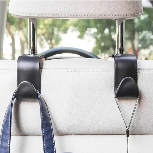 2-Pack Multi-Functional Car Seat Headrest Hooks – Hanger & Holder for Bags, Purses, Clothes & Grocery Storage, Car Interior Accessories