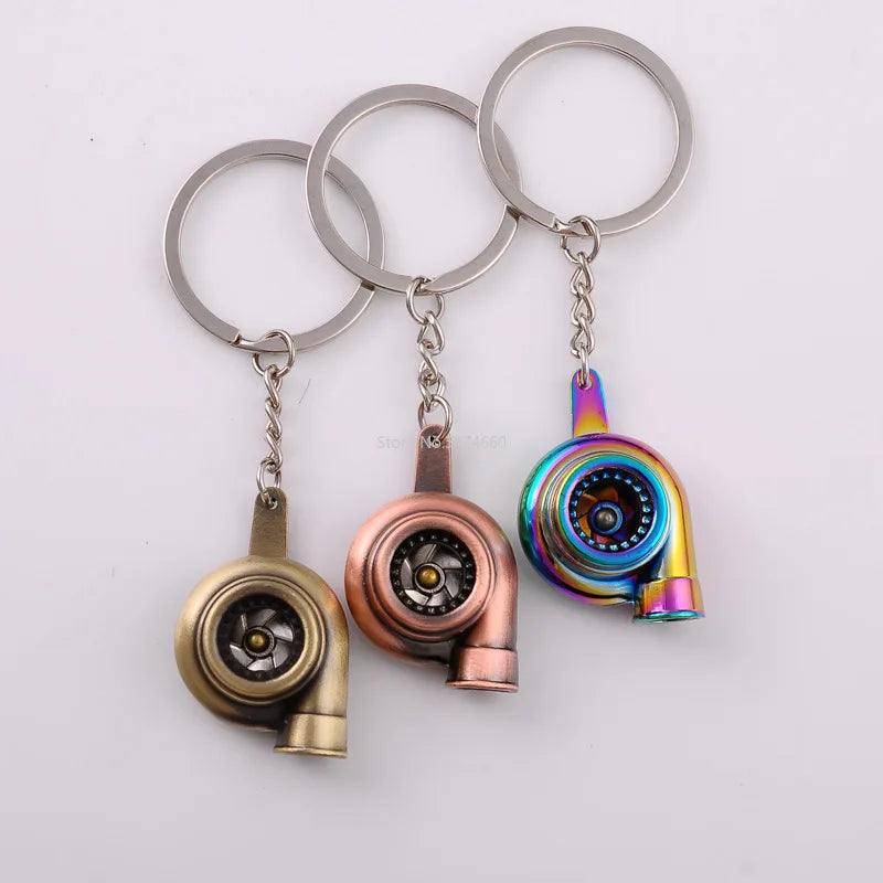 Mini Turbocharger Keychain - Spinning Turbine Keyring for Car Interior Accessories & Key Fob