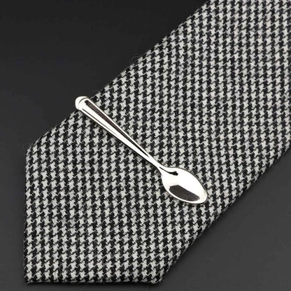 Men’s Stainless Steel Tie Clip - Car Airplane Fork Spoon Shape Necktie Pin Gift Accessory