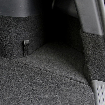 Futhope Car Trunk Side Storage Box for Tesla Model Y 2018-2024 – Hollow Cover Organizer with Flocking Mat & Partition Board