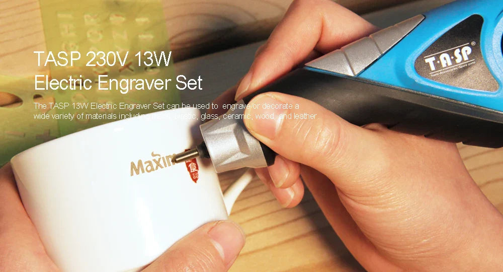 13W Electric Engraving Pen Tool – Etcher with Carbide Tips & Stencils for Wood, Metal, Glass, Plastic & Craft Work