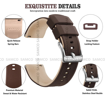 Premium Silicone Watch Band – Quick Release Rubber Strap, 18mm 20mm 22mm Replacement Watchband