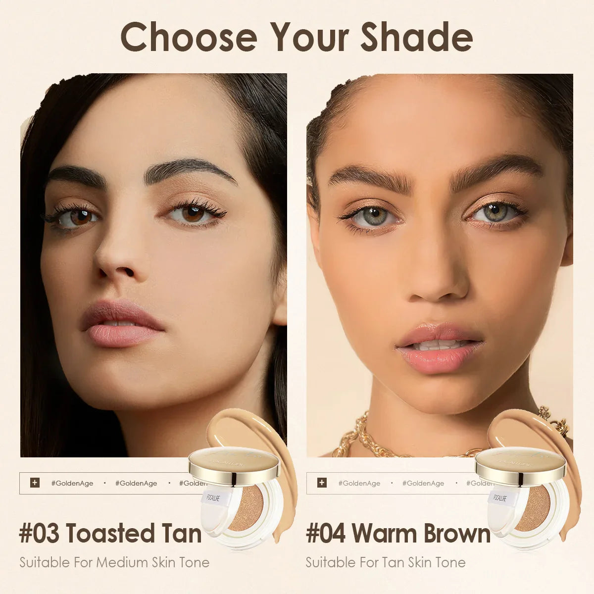 FOCALLURE Poreless BB Air Cushion – Whitening CC Cream Foundation, Waterproof Matte Concealer Makeup