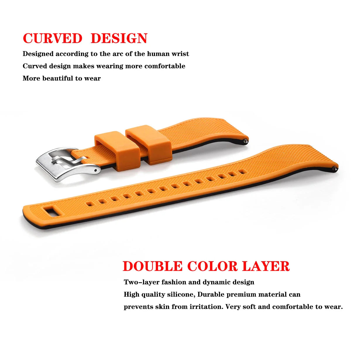 Premium Silicone Watch Band – Quick Release Rubber Strap, 18mm 20mm 22mm Replacement Watchband