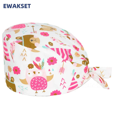 Unisex Soft Scrub Cap – Cartoon Print Surgical Hat for Men and Women, Operating Room Nursing Accessories