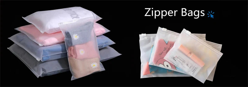 10PCS 16-Wire Frosted Zipper Bags – Underwear, Panties & Socks Packaging with Air Hole, Resealable Cosmetic Storage