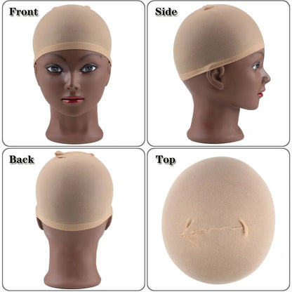 24PCS Wig Caps (12 Packs) – Stretchable Nylon Mesh Stocking Hair Nets, Breathable & Free Size for Wigs