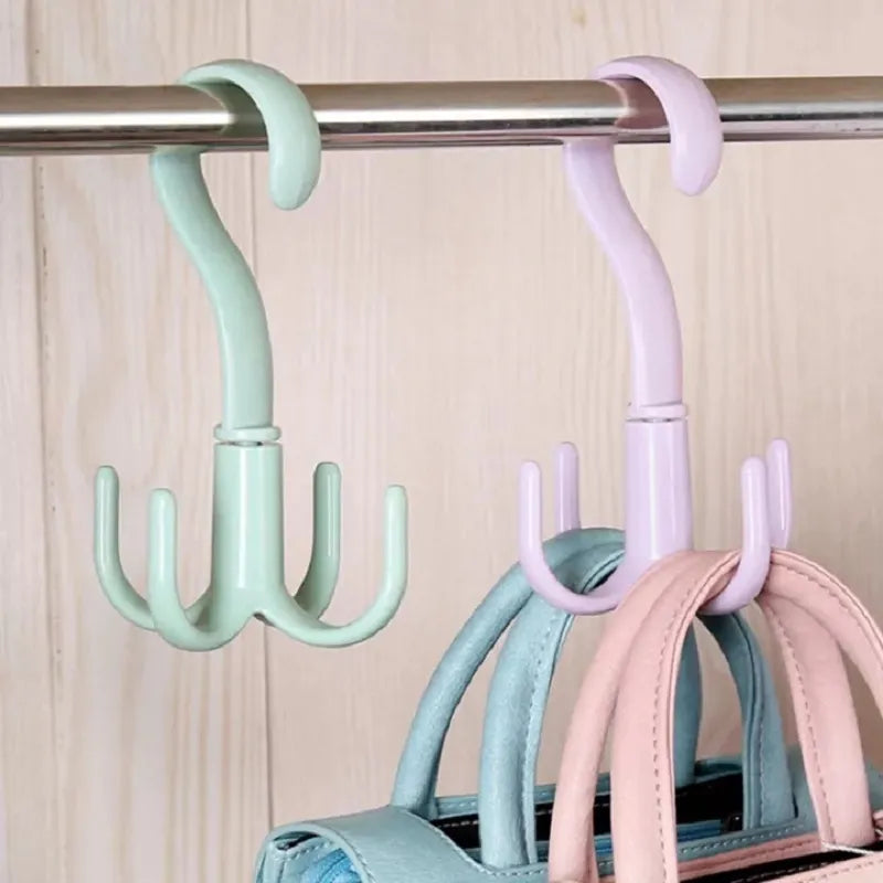Space-Saving Rotated Hanger Hooks - Wardrobe Clothes Rack Organizer for Bags, Shoes, Belts, Scarves, and More
