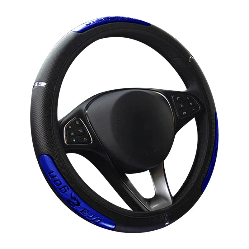 Reflective Faux Leather Car Steering Wheel Cover - China Dragon Design, Elastic Fit, 100% Brand New