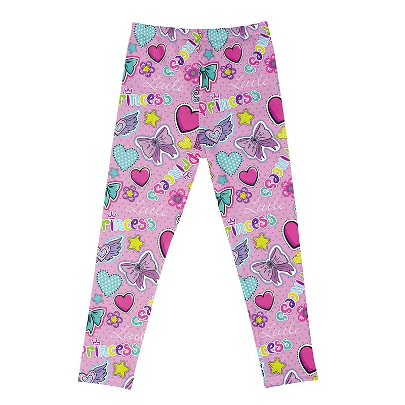 Kids Girls Cartoon Print Leggings – Soft Milk Silk Casual Stretch Sports Pants for Baby Girls Comfortable Trousers 4–12Y