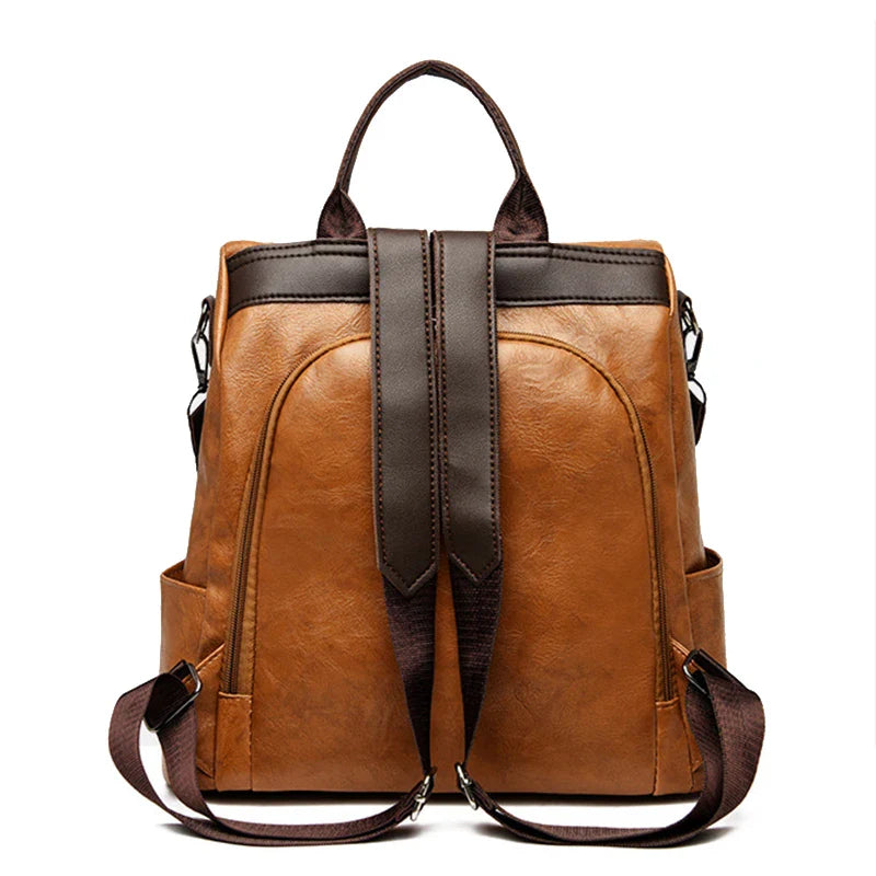 Fashion Anti-Theft Women's Backpack - High-Quality PU Leather, Large Capacity, Travel Shoulder Handbag