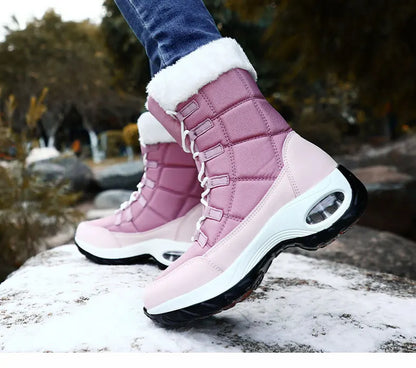 Women’s Waterproof Winter Snow Boots – Warm Plush Fur, Non-Slip Outdoor Platform Ankle Boots