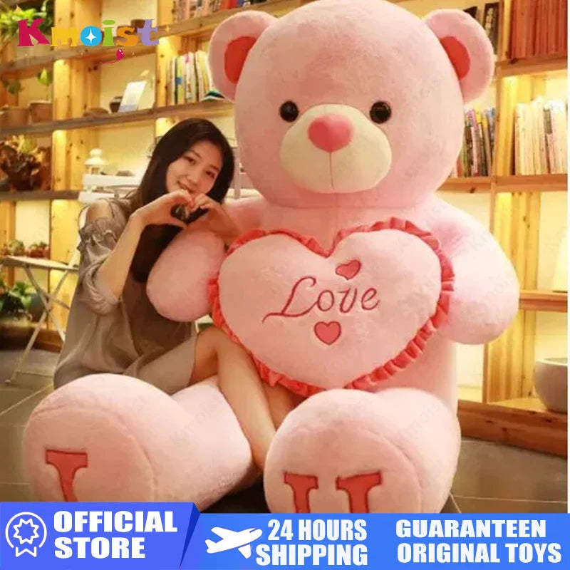 100cm “I LOVE YOU” Giant Plush Bear – Soft Stuffed Toy for Kids & Girlfriend Birthday Gift