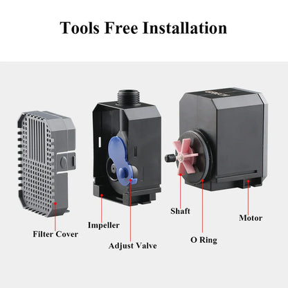 Ultra-Quiet Submersible Aquarium Water Pump - Adjustable 1500-5000L/h for Fish Tanks, Fountains & Ponds