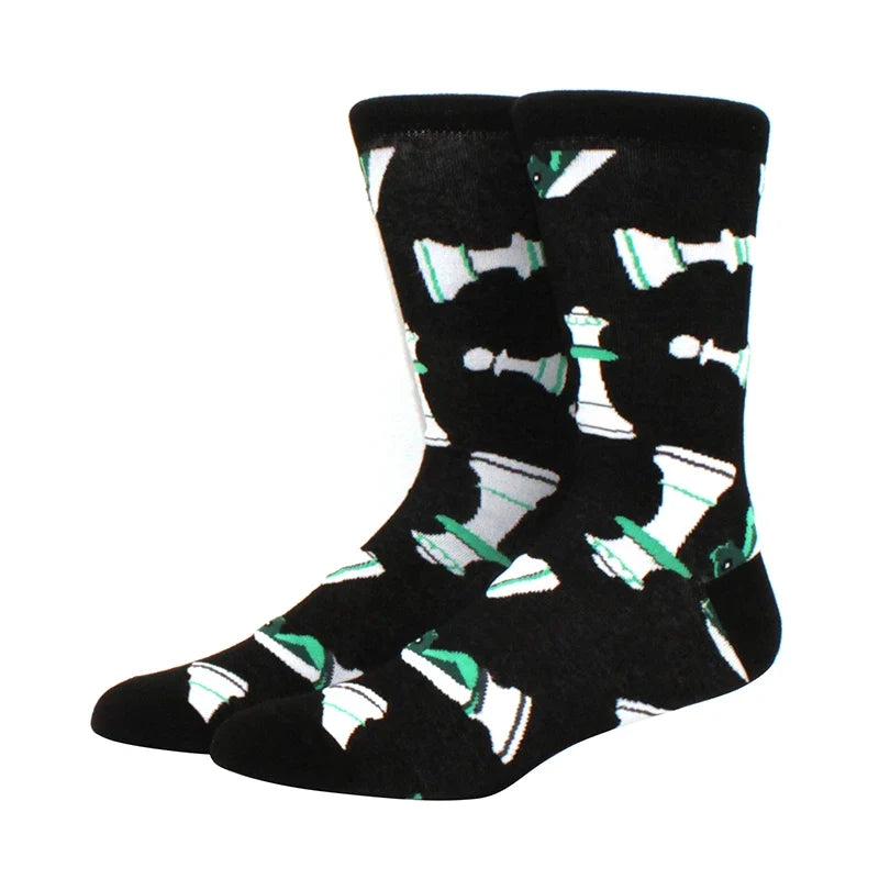 Funny Cartoon Fashion Cotton Socks – Hip Hop Skateboard Style Socks for Men & Women, Beer, Pizza, Astronaut & Pineapple Print Casual Wear Socks