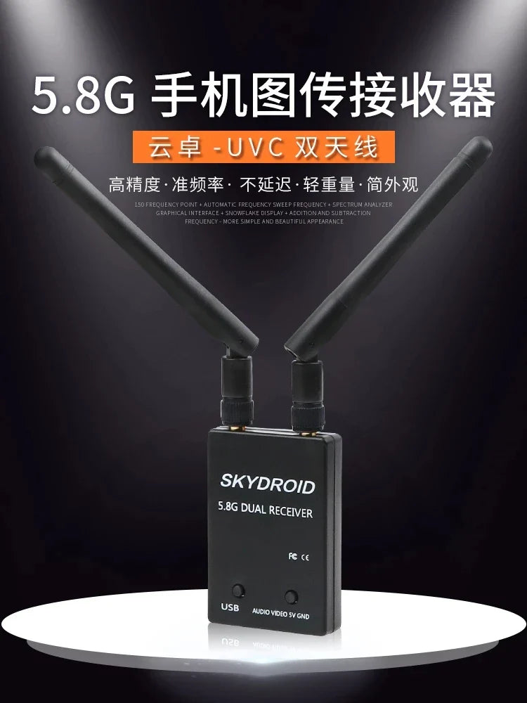 Skydroid 5.8GHz 150CH True Diversity FPV Receiver – UVC OTG for Android Smartphones, Tablets & VR Headsets