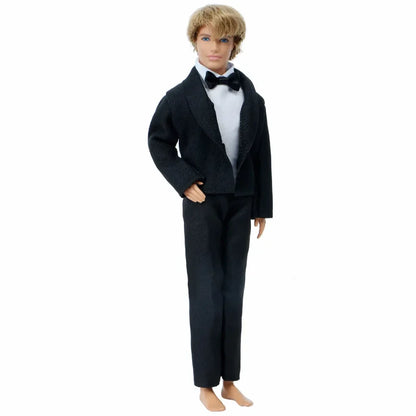 1/6 Men’s Doll Suit Set — Coat, Vest & Trousers for 12-Inch (30cm) Doll, Black Business, Tuxedo & Wedding Party Outfit