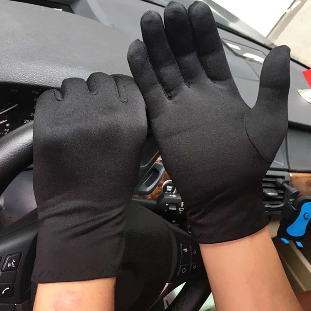 Spring Summer Spandex Stretch Gloves – Thin Elegant Etiquette Dance Gloves for Men & Women, Black & White Formal Jewelry Gloves