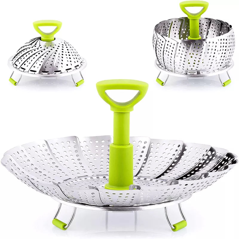 9-Inch Stainless Steel Folding Lotus Steamer Tray - Versatile Mesh Food Basket for Vegetables, Fruits, and Cooking Cookware