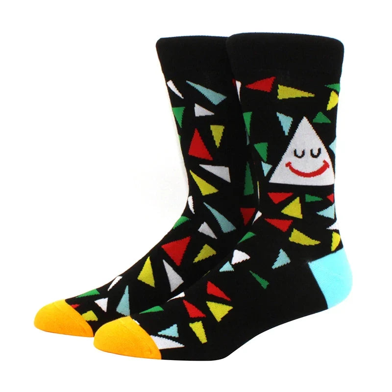 Funny Cartoon Fashion Cotton Socks – Hip Hop Skateboard Style Socks for Men & Women, Beer, Pizza, Astronaut & Pineapple Print Casual Wear Socks