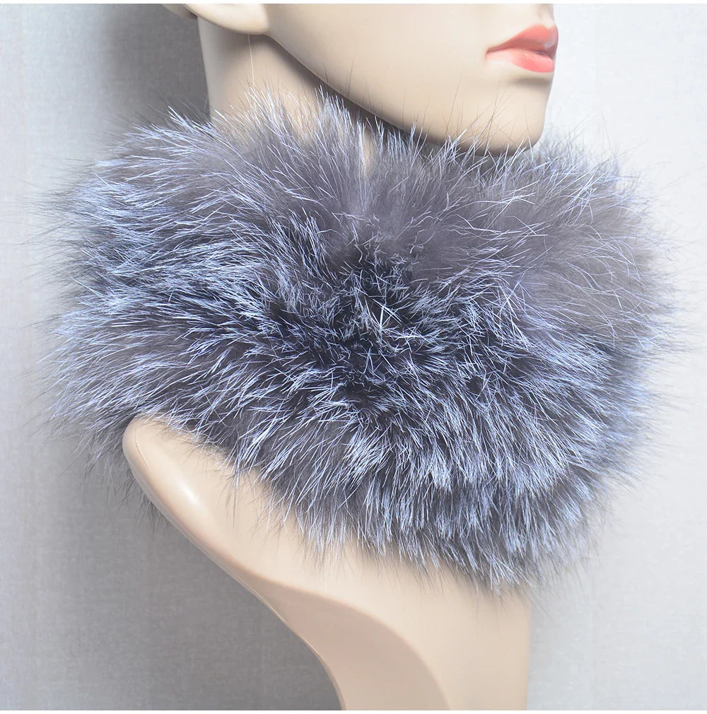 2025 Real Fox Fur Scarf and Headband – Luxury Winter Neck Warmer for Women, 100% Natural Fur, Elastic Ring Muffler