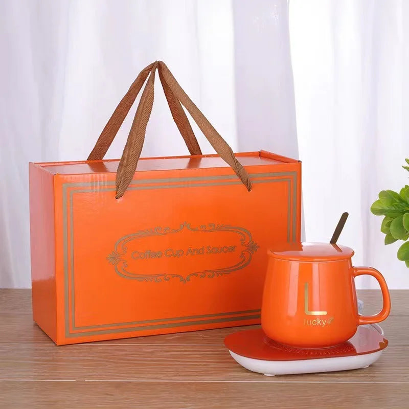 Ceramic Coffee Mug with Temperature-Controlled Warmer Pad & Customizable Logo