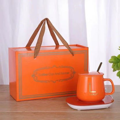 Ceramic Coffee Mug with Temperature-Controlled Warmer Pad & Customizable Logo