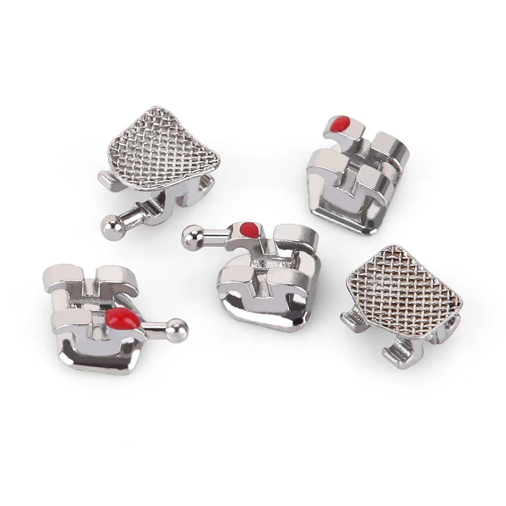 AZDENT 10 Packs Dental Brackets – Orthodontic Metal Mini Standard Roth MBT Slot 0.022/0.018 with Hooks, 20 Pcs per Pack