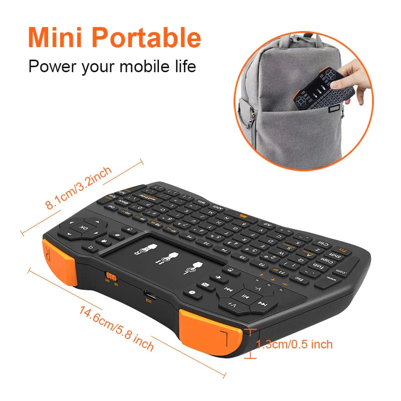 i8 Plus 2.4GHz Mini Wireless Keyboard: Non-Backlit English Russian Air Mouse Remote Control with Touchpad for Android TV Box, PC