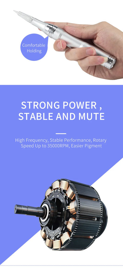 Wireless PMU Machine — Professional Permanent Makeup Tattoo Pen for Eyebrows, Eyeliner & Lips