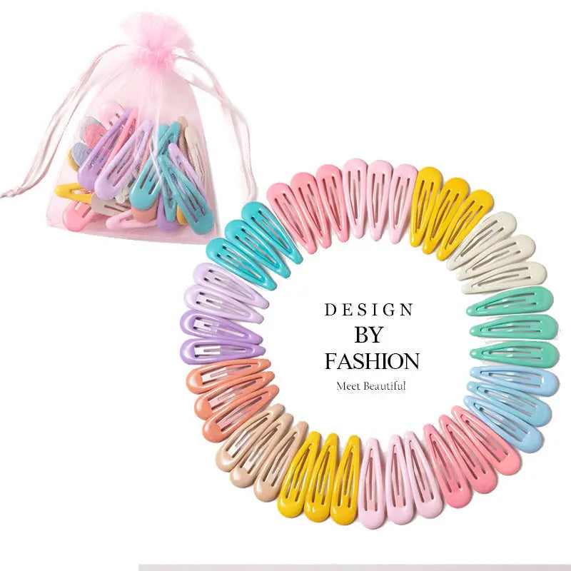 Girls’ Colorful Waterdrop Hairpins — 10/20/30/40PCS Cute Hair Clips & Barrettes Fashion Accessories for Kids