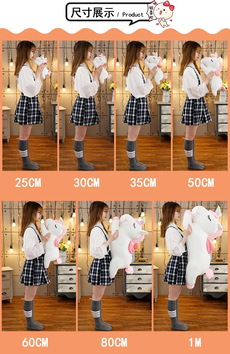 25cm Kawaii Giant Unicorn Plush Toy – Soft Stuffed Animal Horse Doll, Perfect Pillow & Birthday Gift for Girls