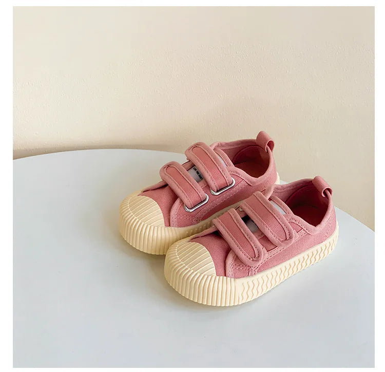 Children’s Canvas Shoes — Boys & Girls Spring/Autumn Breathable Toddler Shoes with Soft Sole & Hook-and-Loop Closure