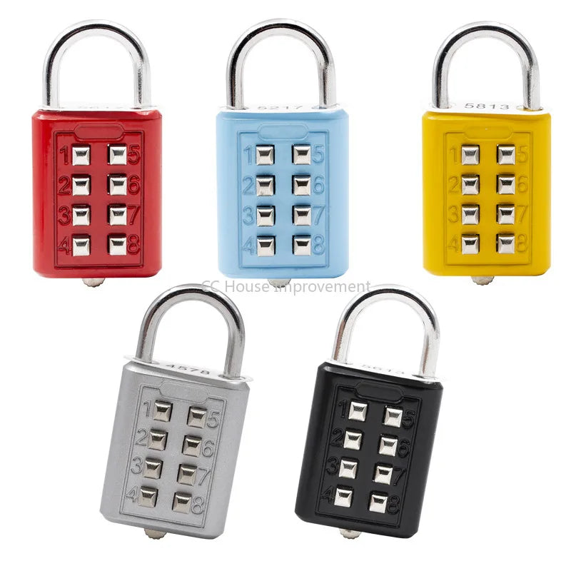 4-Digit Push Button Combination Padlock – Multiple Colors Travel Luggage Code Lock for Travel Accessories