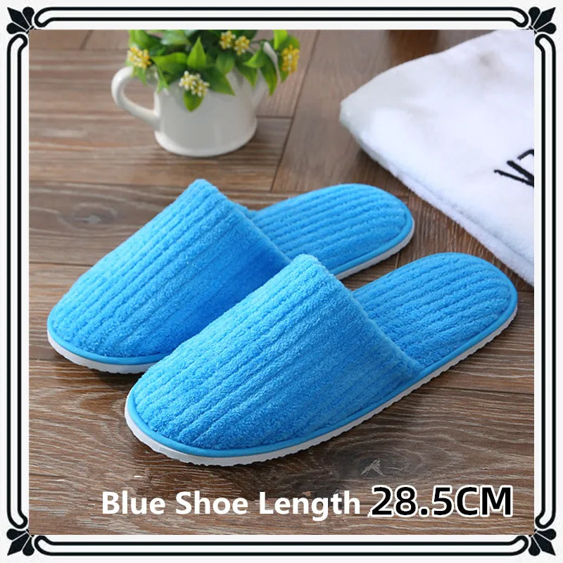 5 Pairs Mix Color Disposable Hotel Slippers – Cotton Non-Slip Slides for Men & Women Home, Travel, SPA & Hospitality Use