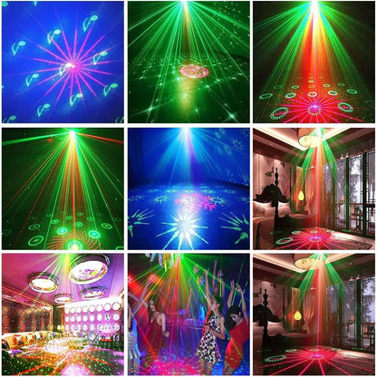 Voice-Controlled Stage DJ Laser Projector - Red Green Blue Strobe Lights for Disco Party, Club, Family Holiday, Christmas