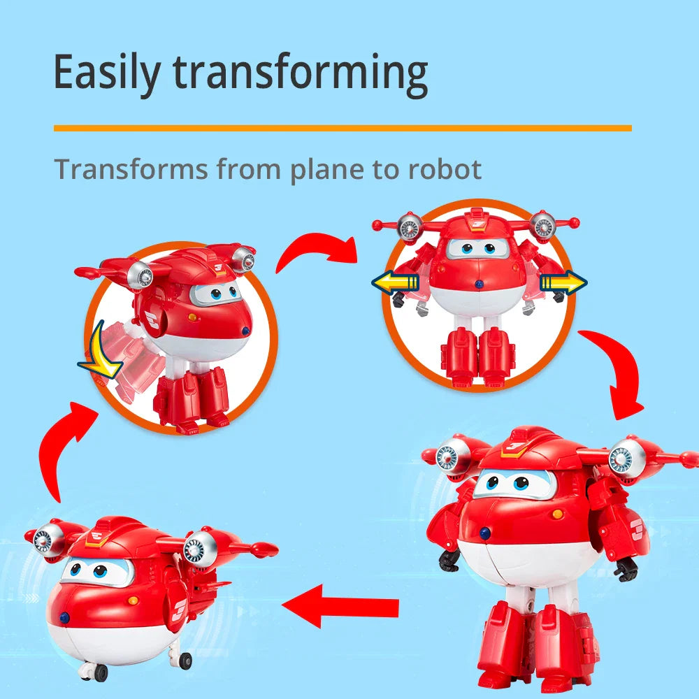 Super Wings 5-Inch Transforming Airplane Robot Figures – Jett, Dizzy & Donnie Deformation Action Toys for Kids Gift & Play