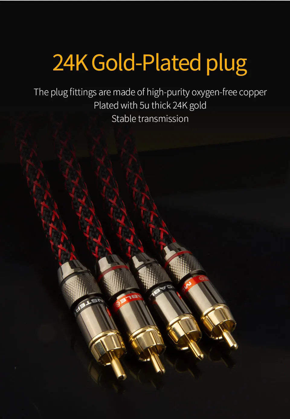 TODN 1 Pair RCA Audio Cable – 2 RCA to 2 RCA Interconnects, HIFI Stereo, Male to Male for Amplifier, DAC, TV, Car Audio