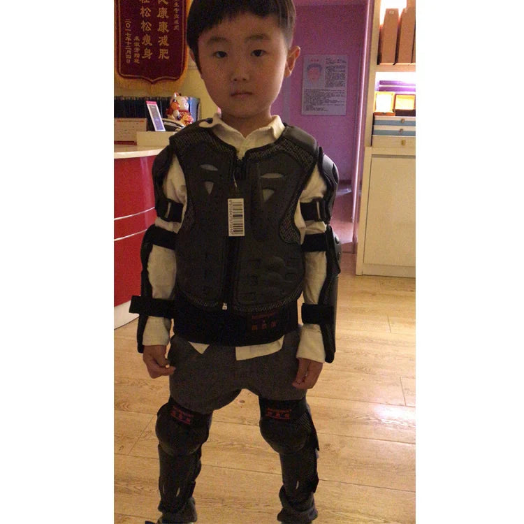 Kids Motocross Body Armor Vest – Chest, Spine & Knee Protection Gear for Boys & Girls (Height 0.85–1.7m)
