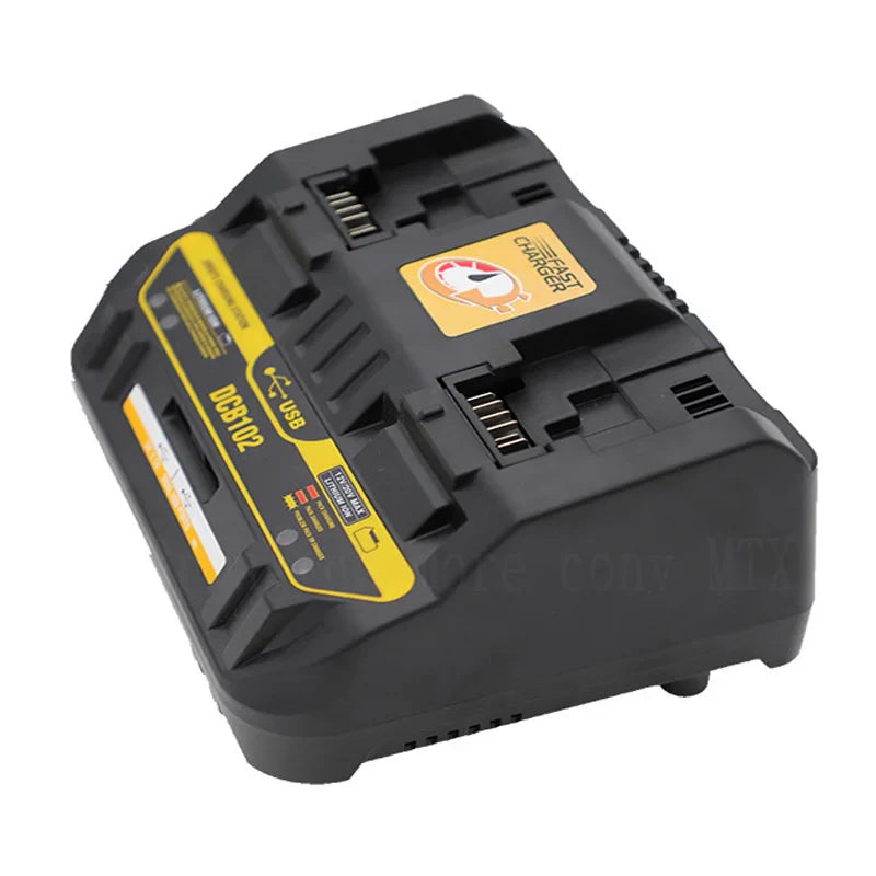 Fast Charging DCB102 Li-ion Battery Charger - For DeWalt 12V, 14.4V, 18V, 20V with USB Port & Dual Charging Position