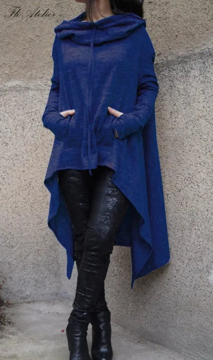 Fashion Trends European-Style Long Hoodie – New Solid Color Casual Pullover